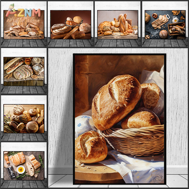 Kitchen And Baking Life - AZNM Dipinto Realistico di Pane Appena