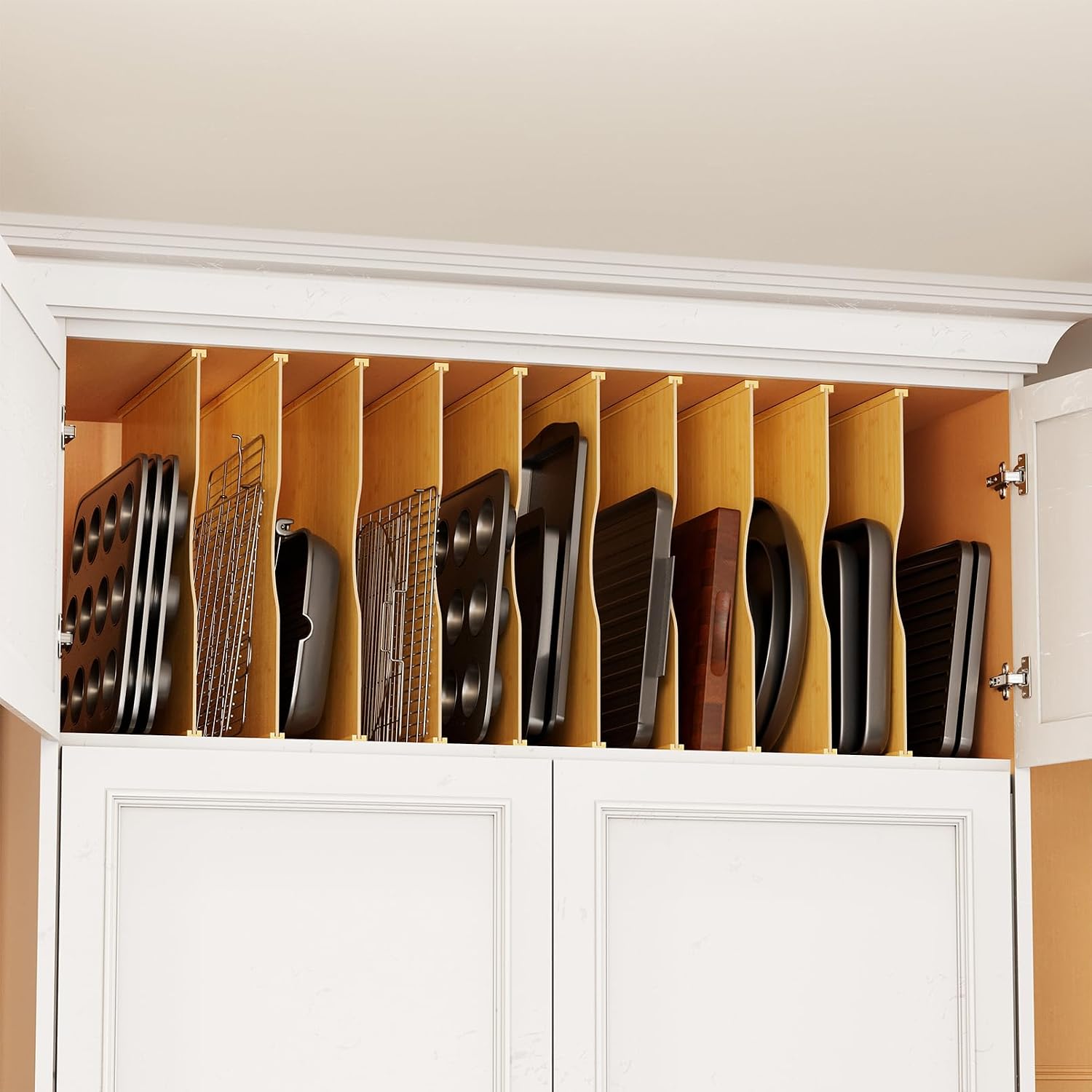 Kitchen Cabinet Baking Organizer - Confezione da 10 Divisori in Bambù
