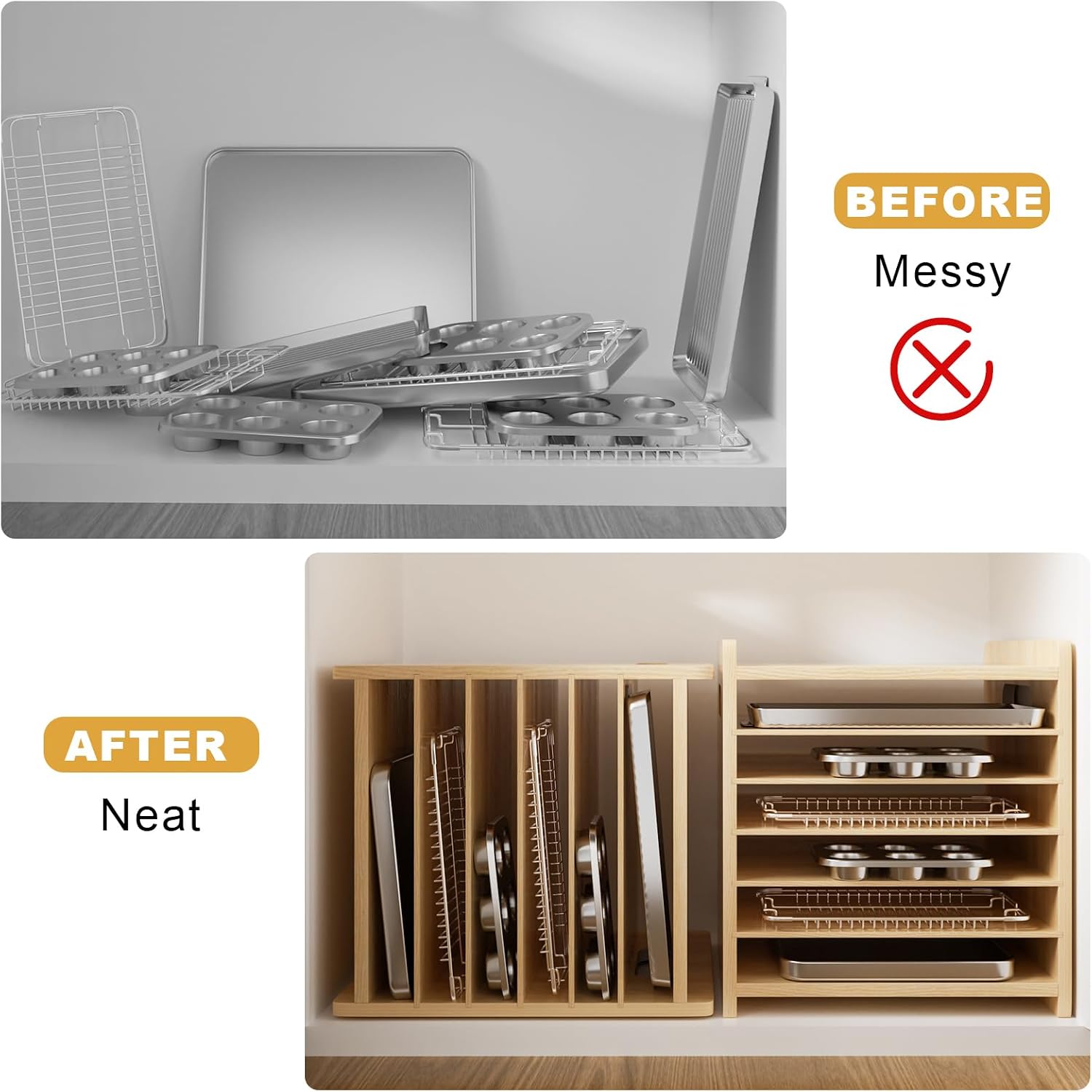 Organizzatore Divisorio in Leg - Kitchen Cabinet Baking Organizer recensione e prezzo