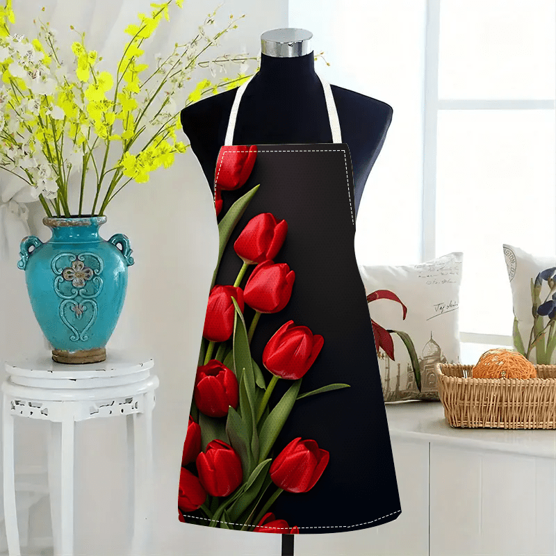 Grembiule in lino con 1 tulipa - Kitchen Baking Background recensione e prezzo